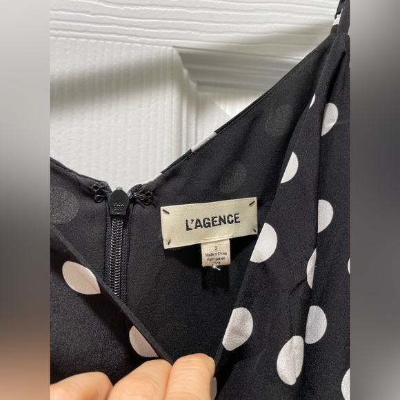 L'agence Jaelyn V Neck Cami Polka Dot Retro Silk Printed Jumpsuit size 2 - Picture 3 of 14